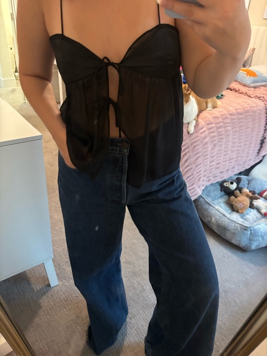 Zara Tops - Zara Black Sheer Tie-Front Tank Top